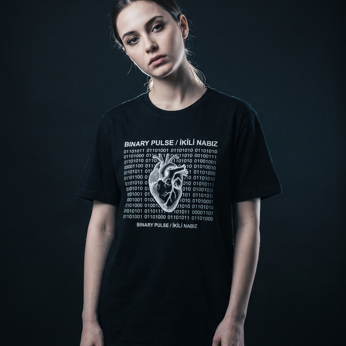 Binary Pulse - T-Shirt — Lifestyle Photo v3