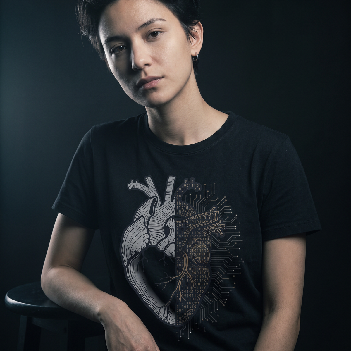 Binary Pulse - T-Shirt — Lifestyle Photo v4